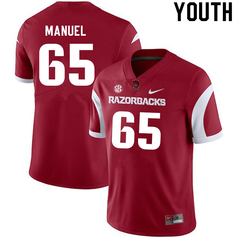 Youth #65 Devon Manuel Arkansas Razorbacks College Football Jerseys Sale-Cardinal